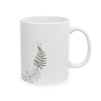 11oz Ceramic Mug, Botanical Crescent, Family Gift, Friend Gift
