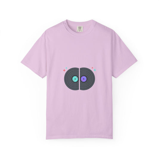 Vinyl Record Heart Graphic | Unisex Garment-Dyed Tee for Music Lovers | Valentine & Galentine Gift | Y2K Aesthetic