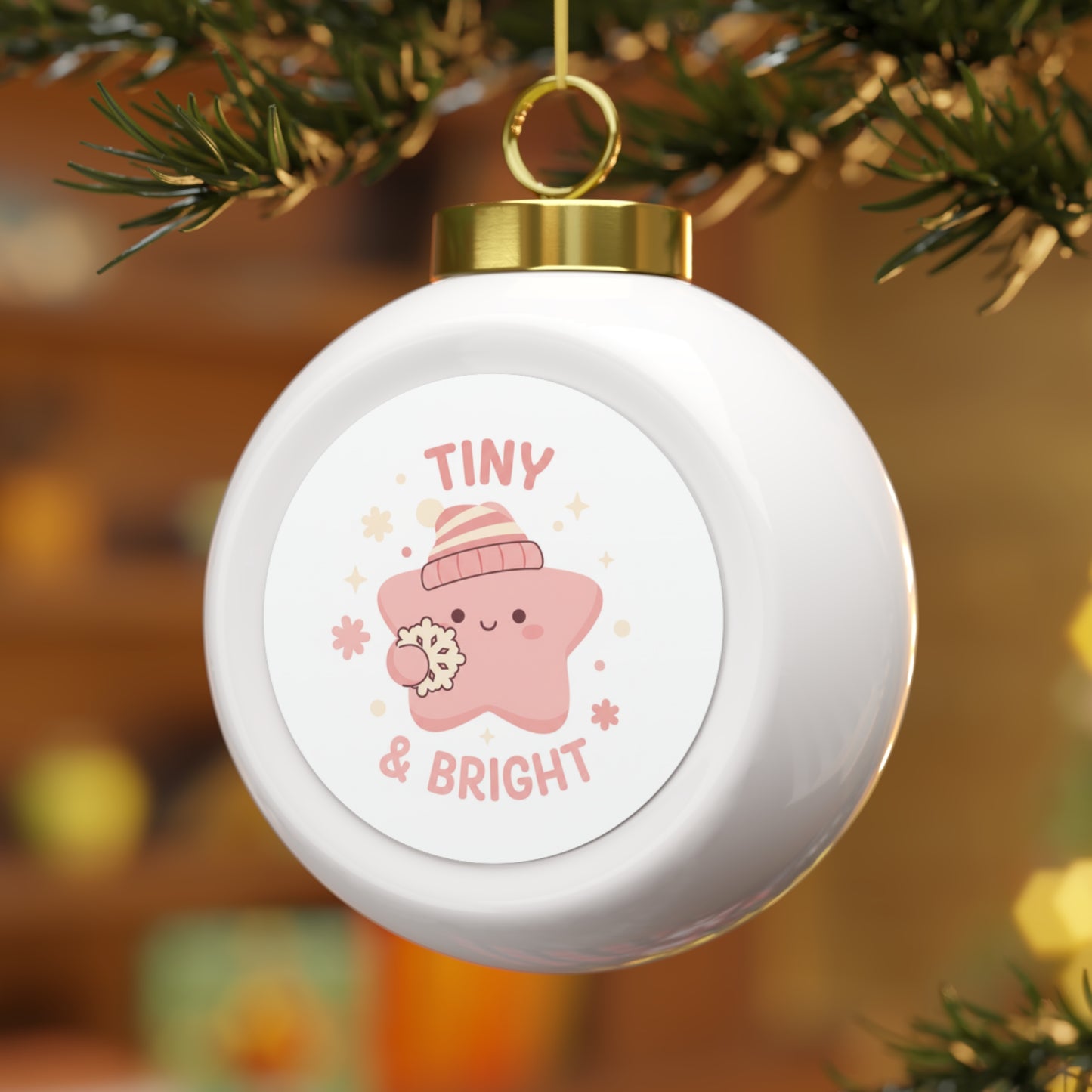 Christmas Ball Ornament Tiny & Bright Minimal Typography