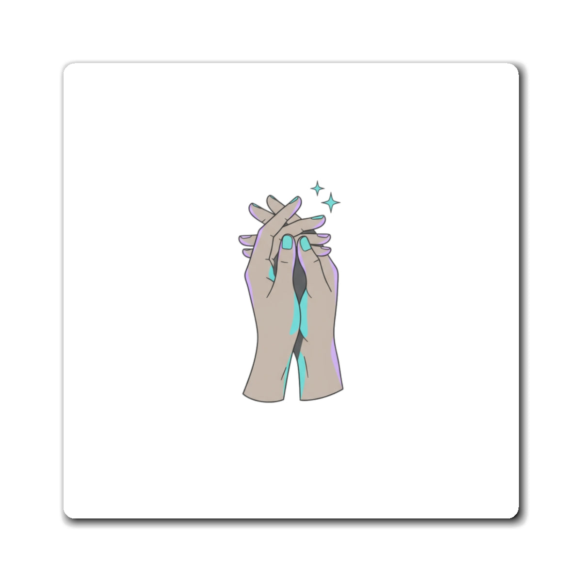 Intertwined Hands Line Art | Sublimation Magnet for Locker & Fridge | Valentine & Galentine Gift | Modern Minimal Y2K