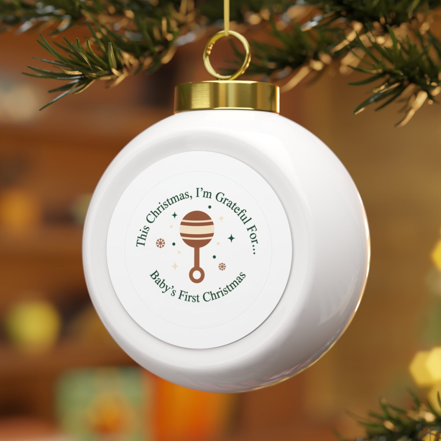 Ceramic Christmas Ball Ornament - Baby's First Christmas