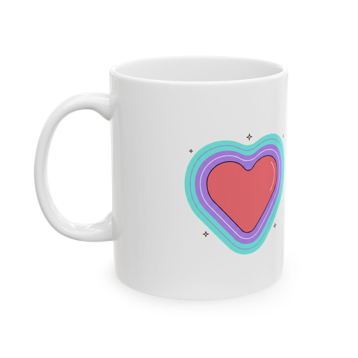 Gradient Aura Mesh Valentine Colors | 11oz Ceramic Coffee Mug for Daily Sips | Galentine’s & Friendship Gift | Y2K Aesthetic