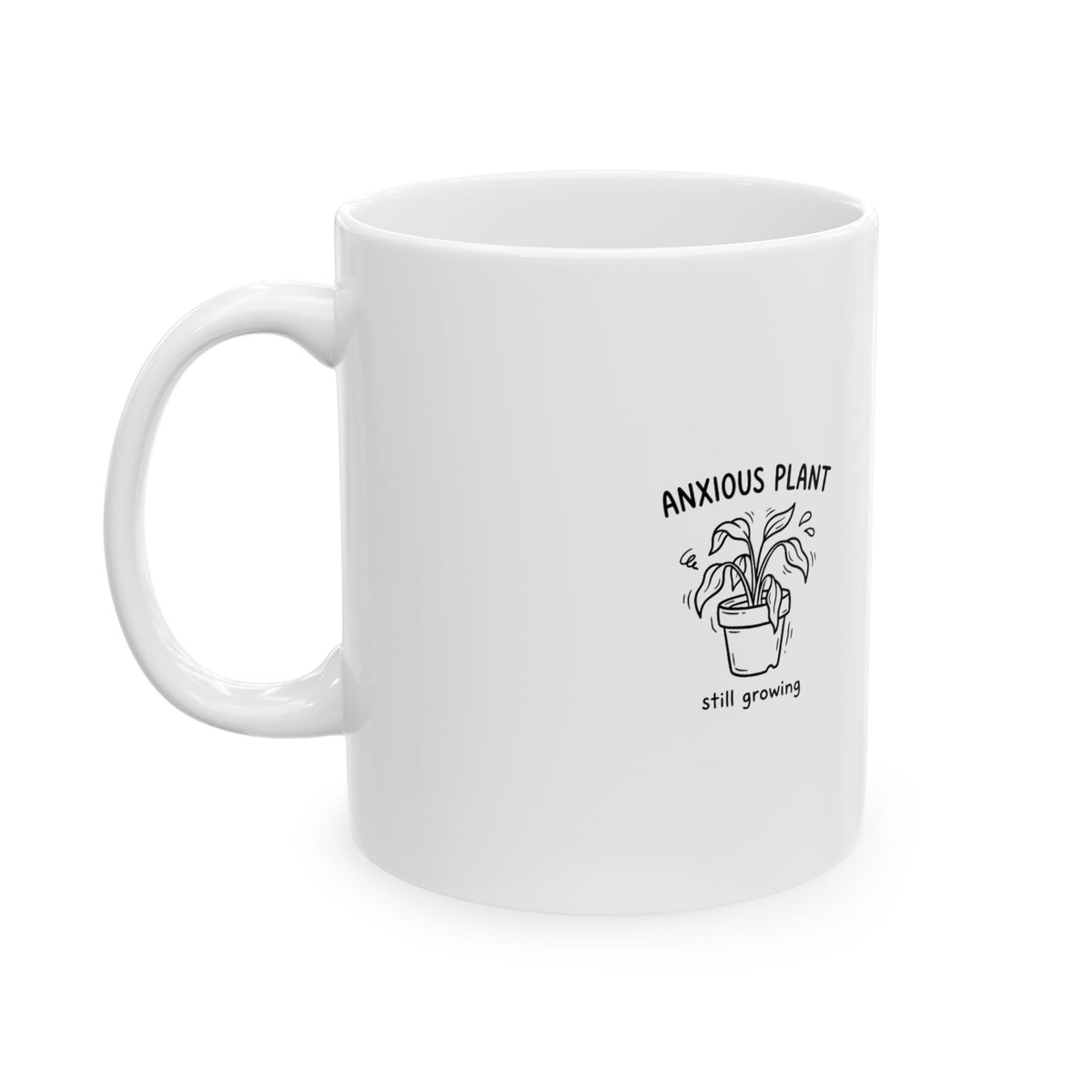 Anxious Wilting Plant Doodle | 11oz Ceramic Coffee Mug for Plant Parents | Friend & Family Gift | Chicken Scratch Irony Sketch