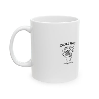 Anxious Wilting Plant Doodle | 11oz Ceramic Coffee Mug for Plant Parents | Friend & Family Gift | Chicken Scratch Irony Sketch