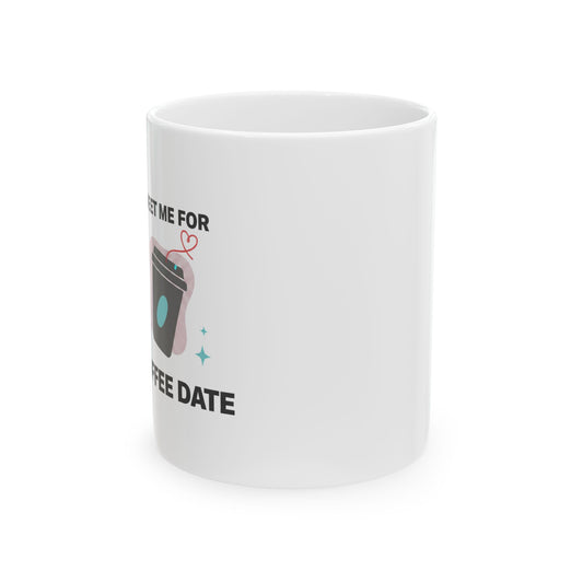 Coffee Date Heart Steam | 11oz Ceramic Coffee Mug for Cozy Sips | Galentine’s & Valentine Gift for Friends | Minimal Y2K Aesthetic
