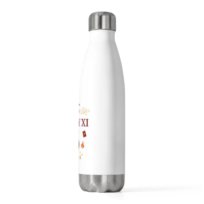 Lucky Xi Fire Horse 2026 | 20oz Insulated Stainless Steel Tumbler Bottle | Lunar New Year Family & Friend Gift | Red Gold