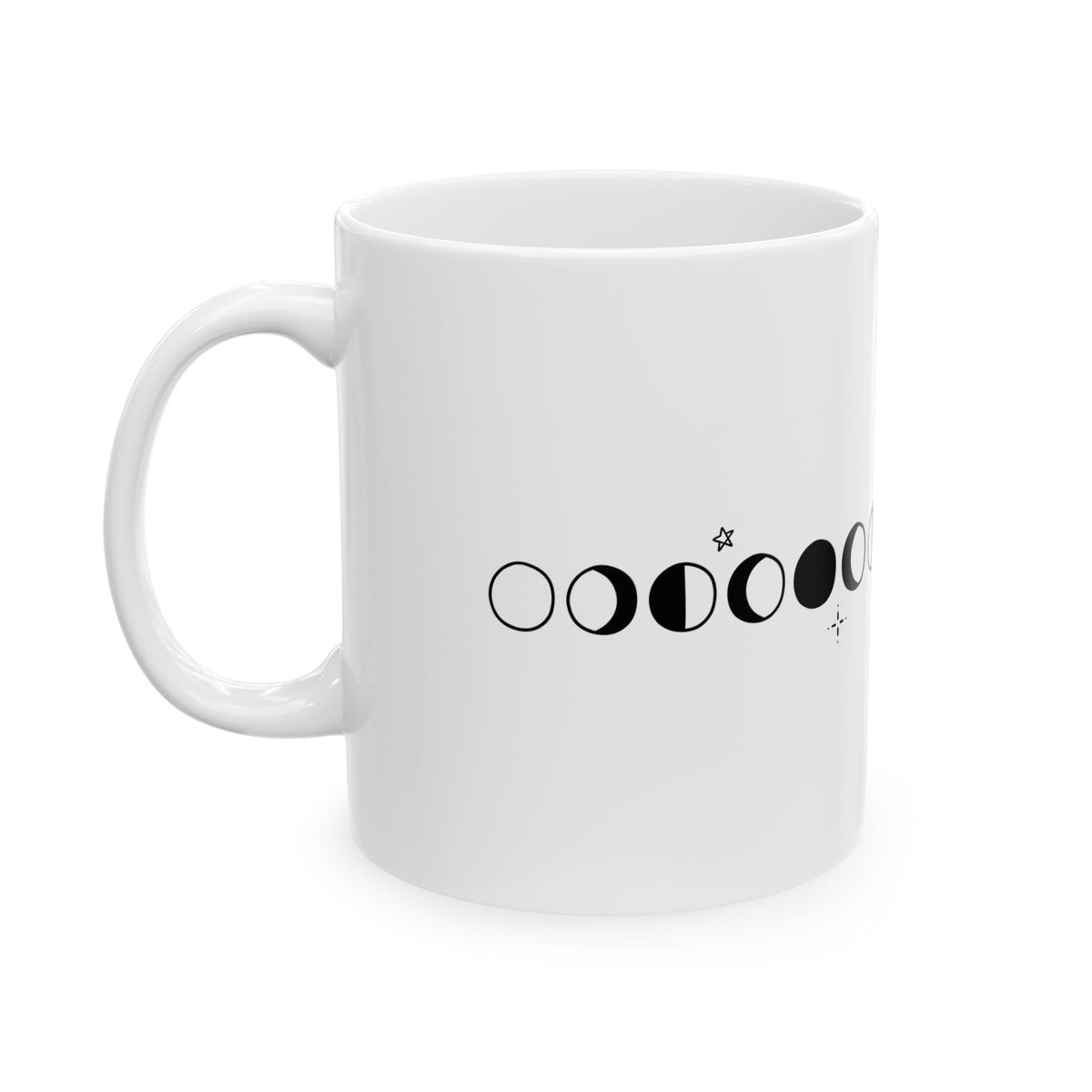 Moon Phases Lineup | 11oz Ceramic Coffee Mug for Daily Rituals | Birthday Gift for Friend or Family | Modern Boho Minimal