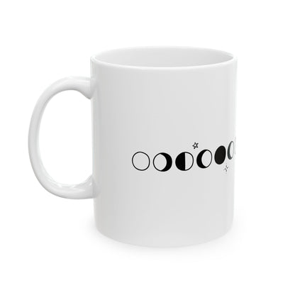 Moon Phases Lineup | 11oz Ceramic Coffee Mug for Daily Rituals | Birthday Gift for Friend or Family | Modern Boho Minimal