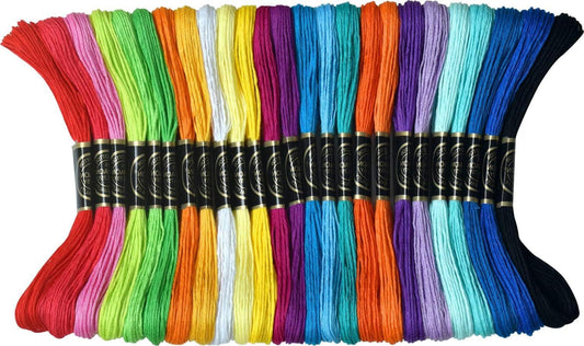 Rainbow Colors Embroidery Floss - Cross Stitch Threads - Friendship Bracelets Floss - Crafts Floss- Hand Embroidery Thread 25 Skeins per Pack