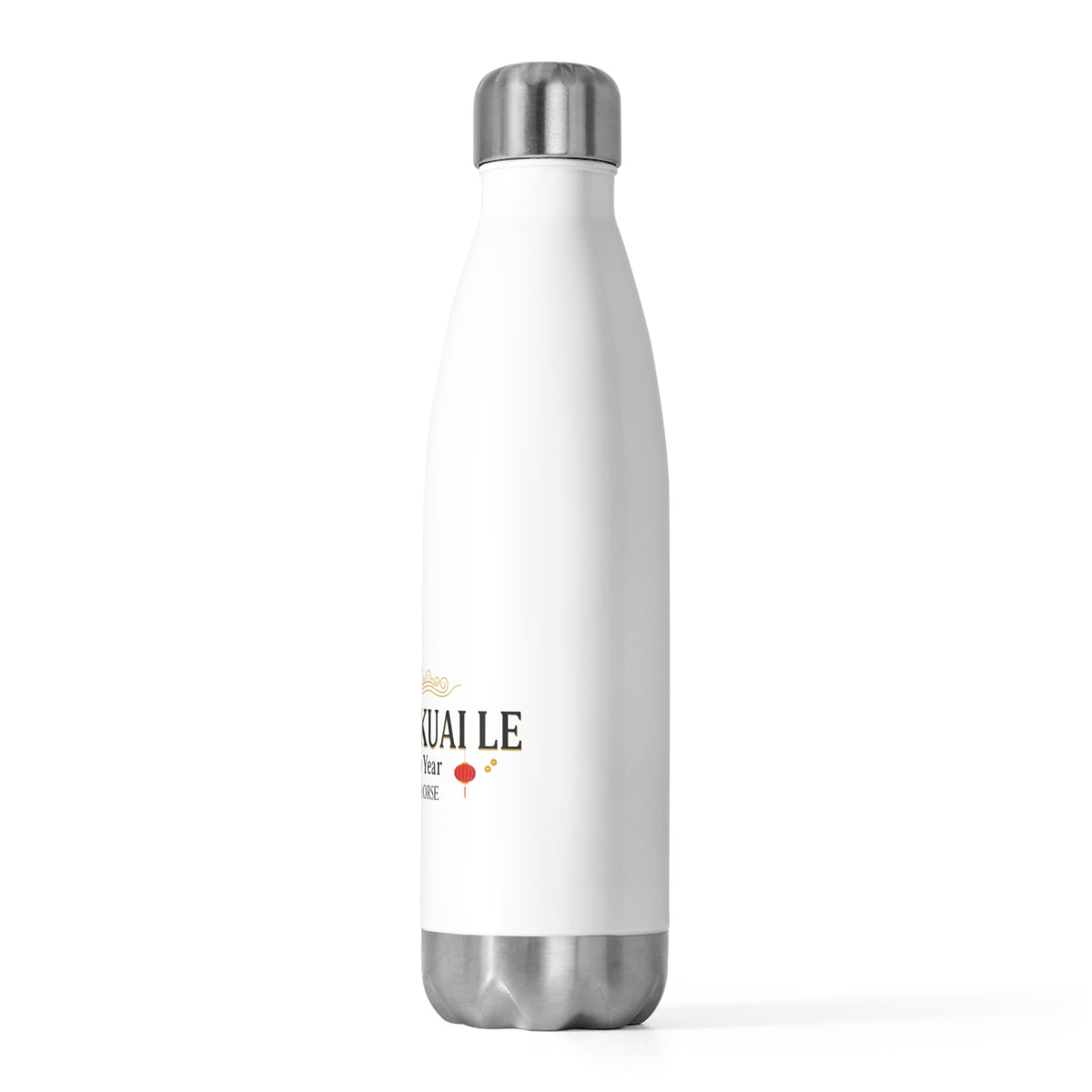 Xin Nian Embossed Greeting | 20oz Insulated Stainless Steel Tumbler Bottle | Lunar New Year Gift for Family & Friends | Fire Horse 2026 Red Gold
