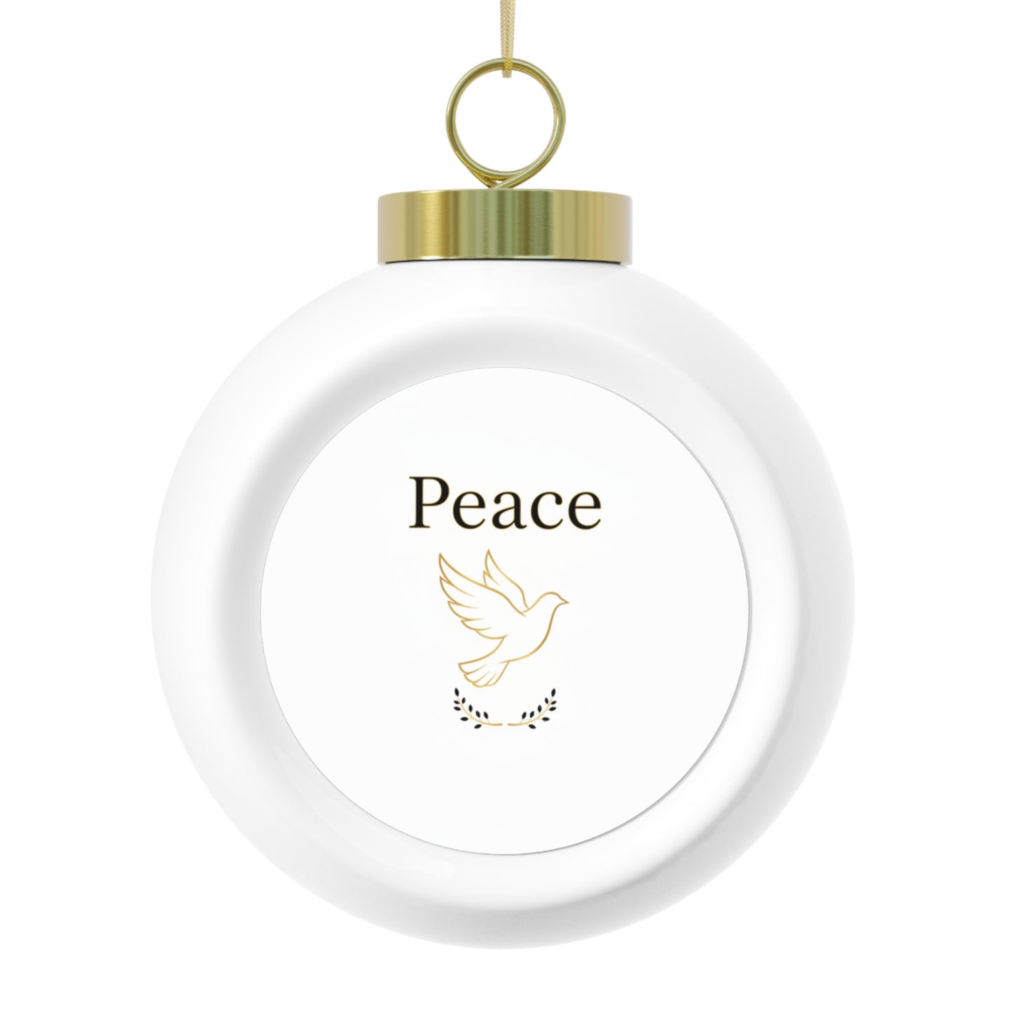 Christmas Ball Ornament – Peace, Vintage Glossy Ceramic