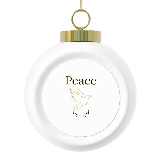 Christmas Ball Ornament – Peace, Vintage Glossy Ceramic