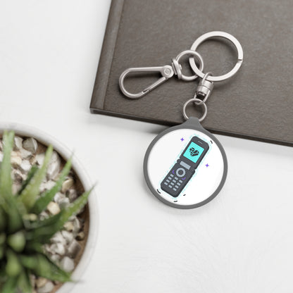Y2K Flip Phone Heart Screen | Keyring Tag & Bag Charm Accessory | Valentine, Galentine, BFF Gift | Aesthetic Cute