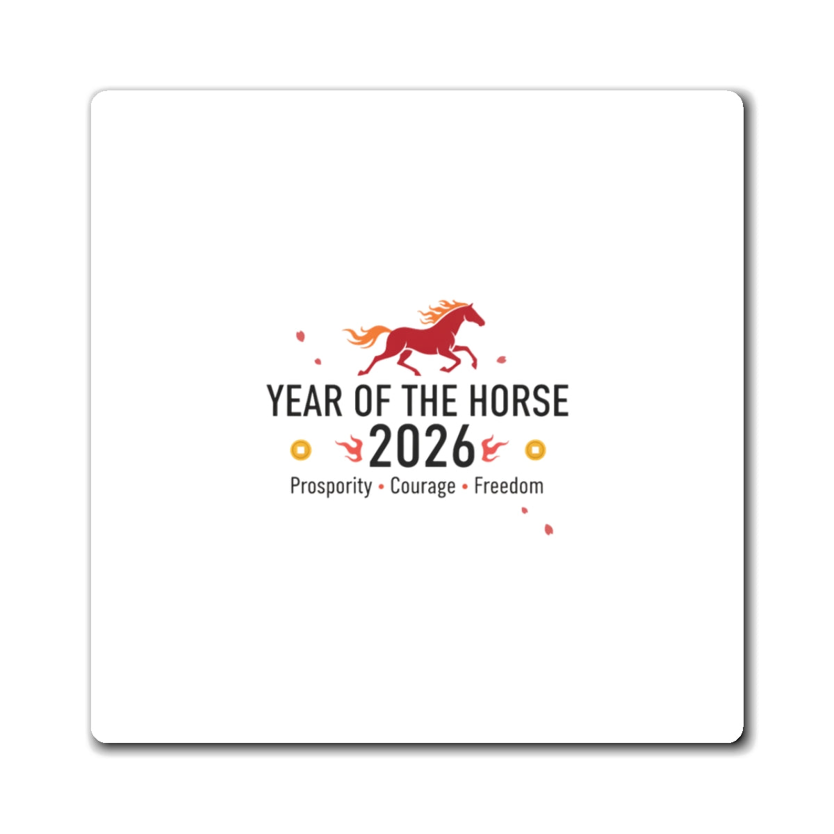 Year of the Horse 2026 Fire Horse | Lunar New Year Magnets for Fridge & Locker | Family & Teacher Gifts | Red Gold Brush Art