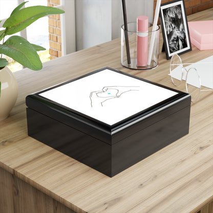 Line Art Heart Hands | Jewelry Box for Rings & Keepsakes | Valentine, Galentine’s, Couple Gift | Minimal Aesthetic