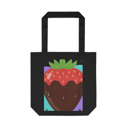 Chocolate-Dipped Strawberry | Cotton Tote Bag for Campus & Errands | Valentine & Galentine Gift | Y2K Aesthetic