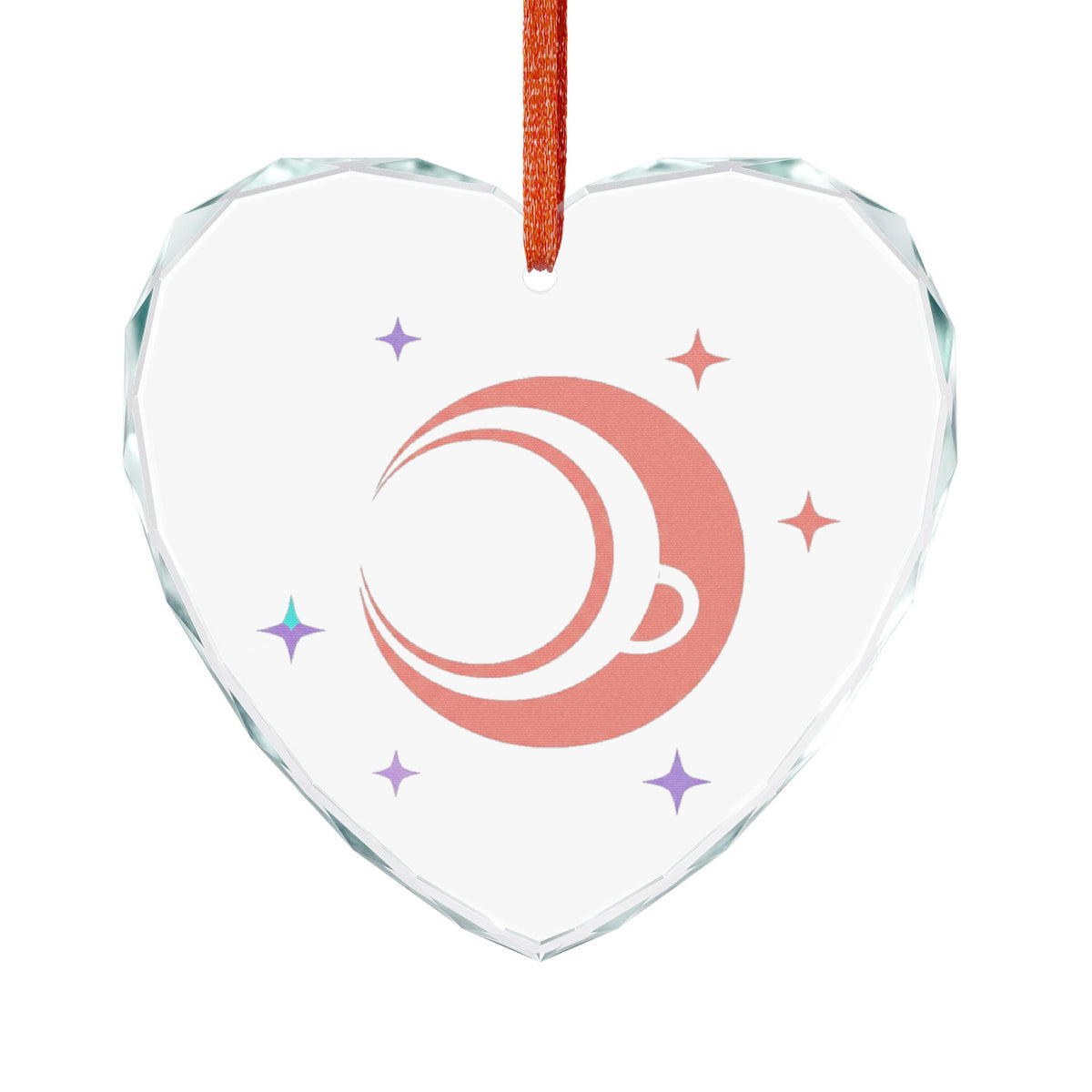 Moon Heart Crescent | Heart Crystal Glass Ornament Suncatcher | Valentine, Galentine’s & Self‑Love Gift | Y2K Celestial Aesthetic
