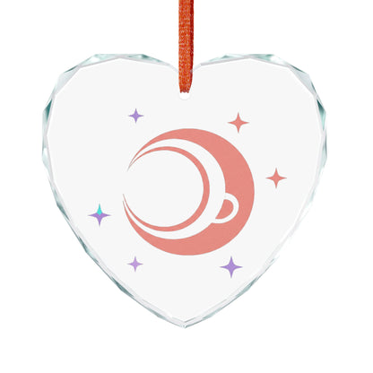 Moon Heart Crescent | Heart Crystal Glass Ornament Suncatcher | Valentine, Galentine’s & Self‑Love Gift | Y2K Celestial Aesthetic