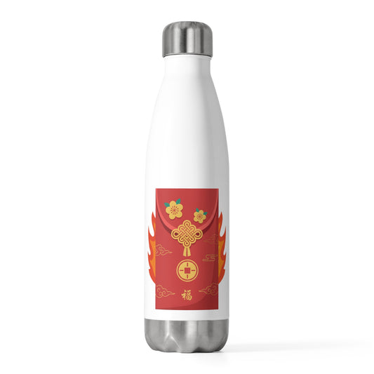 Red Envelope Horse Emblem | 20oz Insulated Tumbler Bottle, Stainless Steel | Lunar New Year 2026 Gift | Gold Foil Red