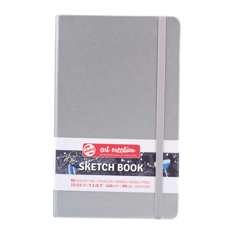 Sketchbook, 80 Sheets, 90lbs, Shiny Silver Cover, 5.1" x 8.3"