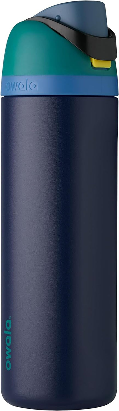 Freesip Insulated Stainless Steel Water Bottle with Straw for Sports and Travel, Bpa-Free, 24-Oz, Orchid/Orange (Tropical)