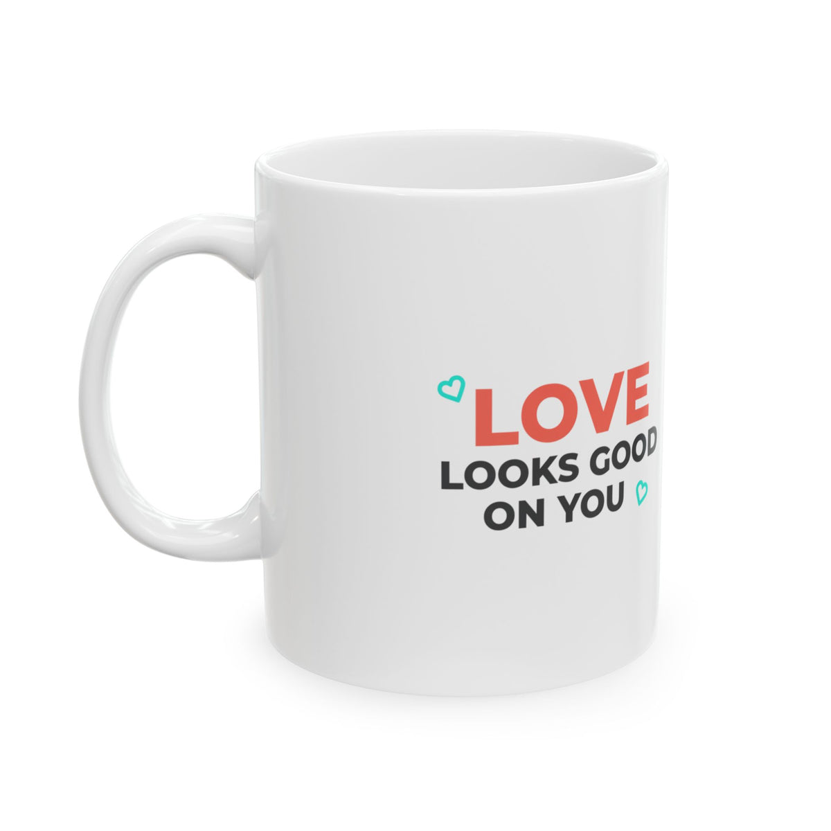Minimal Love Line Heart | 11oz Ceramic Coffee Mug for Daily Sips | Valentine & Galentine Gift for Friends & Family | Modern Minimal