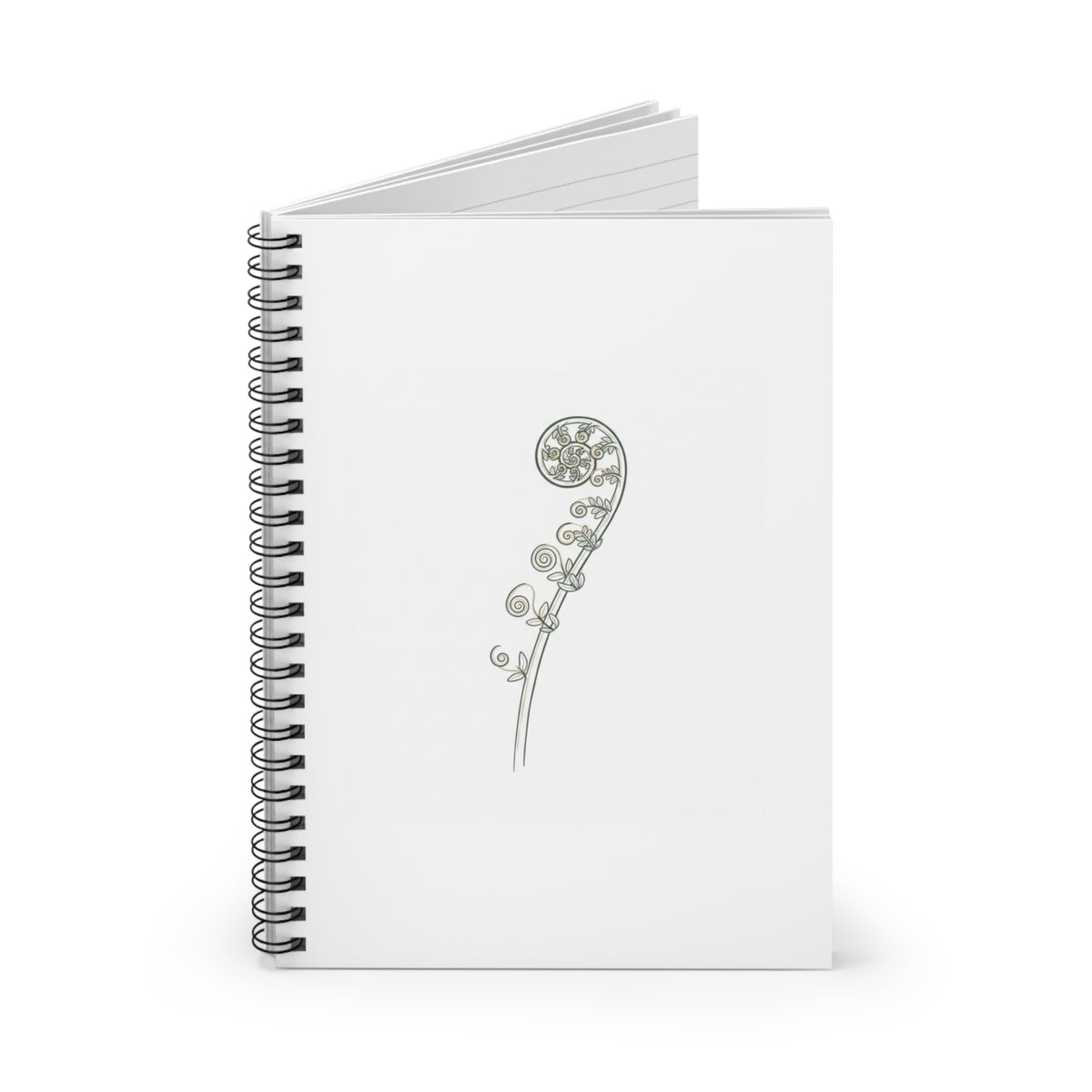 Fern Unfurling Line Art | Spiral Journal Notebook for Notes & Journaling | Back to School Gift for Plant Lovers | Quiet Luxury Botanical
