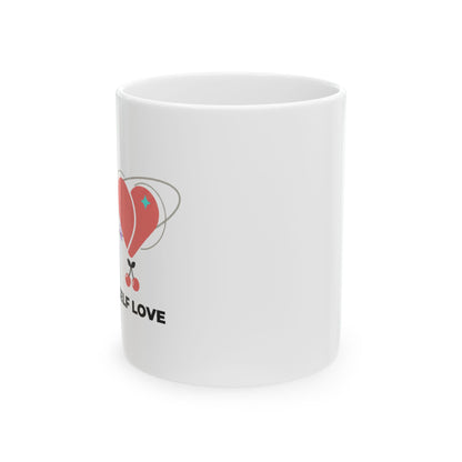 Minimal Love Heart Line Art | 11oz Ceramic Coffee Mug for Daily Sips | Valentine & Galentine Gift | Modern Minimal Aesthetic