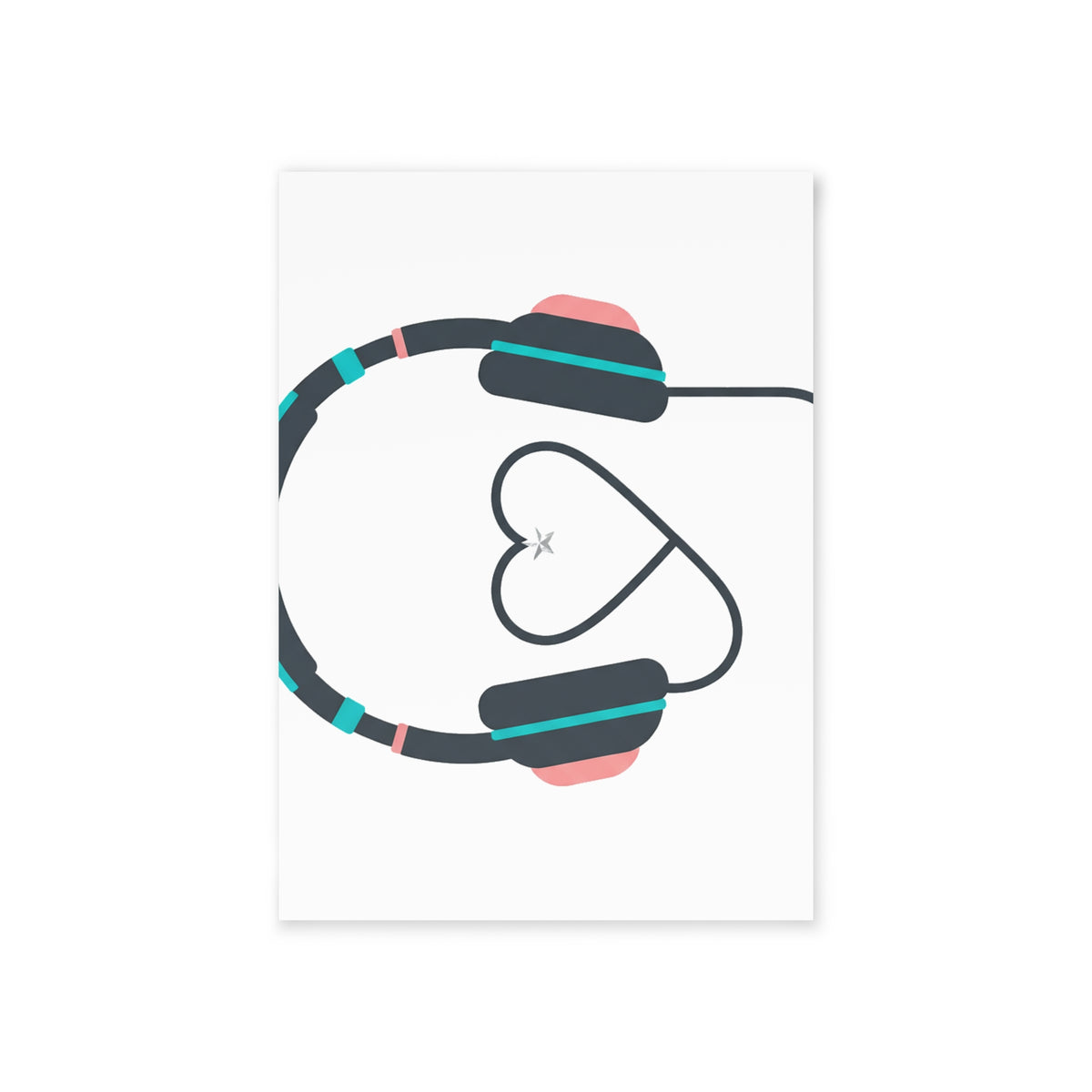 Heart Cord Headphones Illustration | Valentine Holiday Greeting Card | Galentine’s, Lover & Friend Gift | Y2K Aesthetic