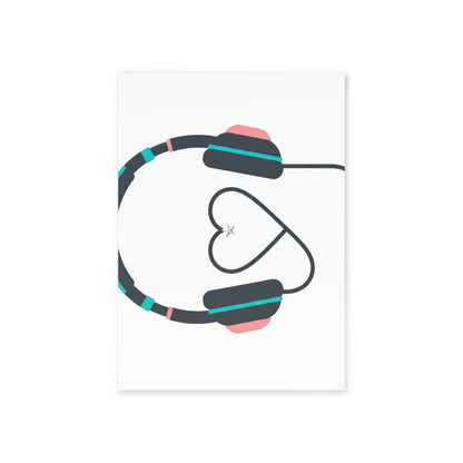 Heart Cord Headphones Illustration | Valentine Holiday Greeting Card | Galentine’s, Lover & Friend Gift | Y2K Aesthetic