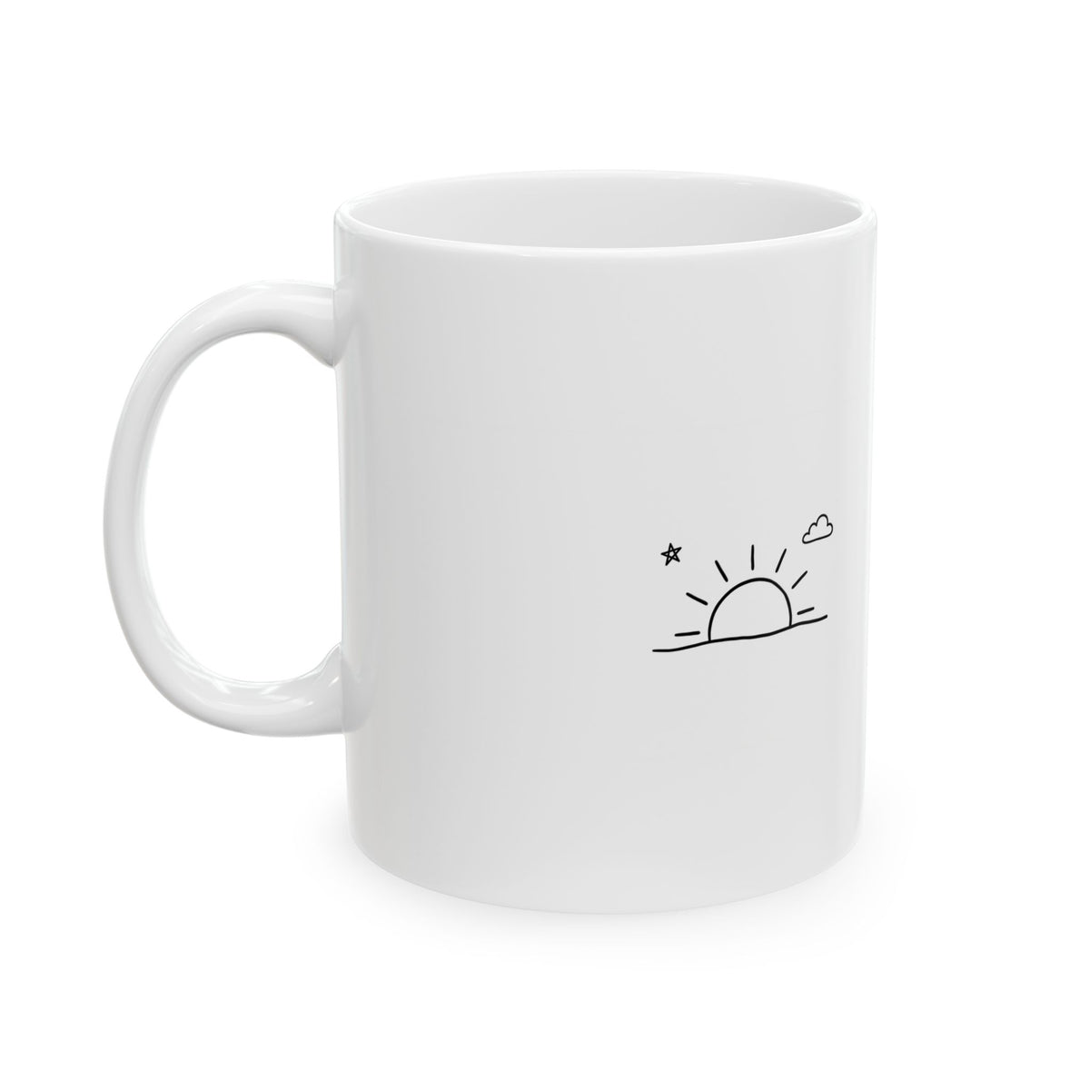 Abstract Sun Horizon Doodle | 11oz Ceramic Coffee Mug for Home & Office | Family & Friend Gift | Boho Irony Aesthetic