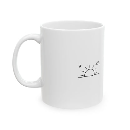 Abstract Sun Horizon Doodle | 11oz Ceramic Coffee Mug for Home & Office | Family & Friend Gift | Boho Irony Aesthetic