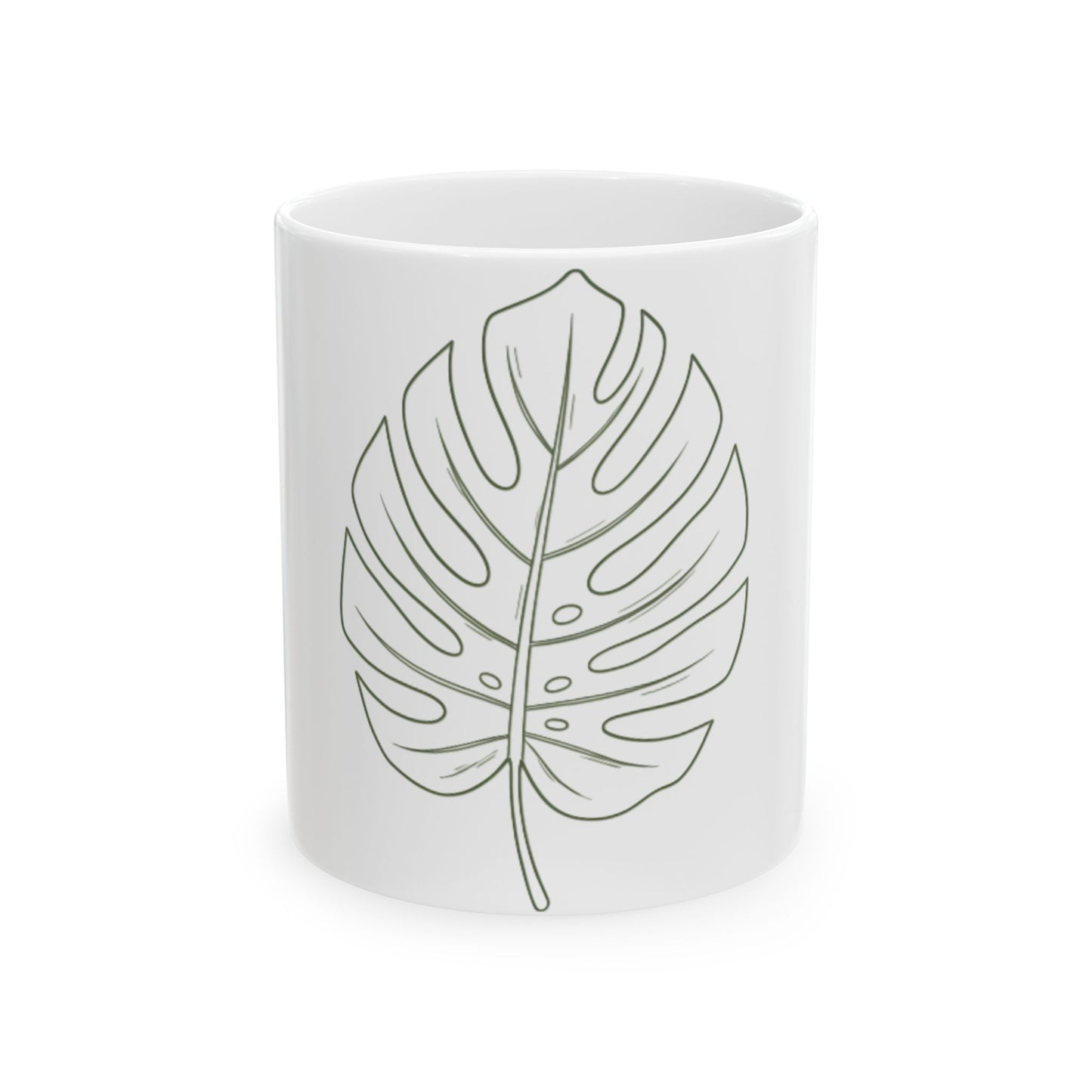 11oz Ceramic Mug, Monstera Outline, Family Gift, Friend Gift