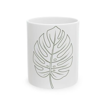 11oz Ceramic Mug, Monstera Outline, Family Gift, Friend Gift