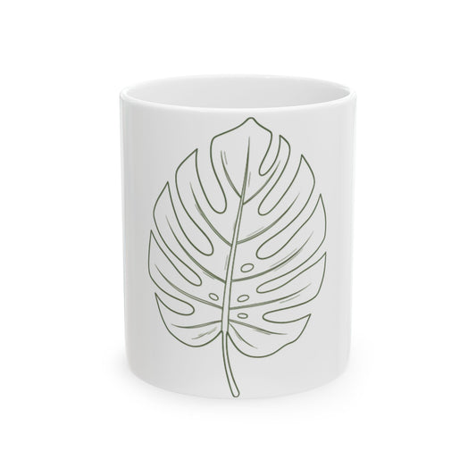 11oz Ceramic Mug, Monstera Outline, Family Gift, Friend Gift