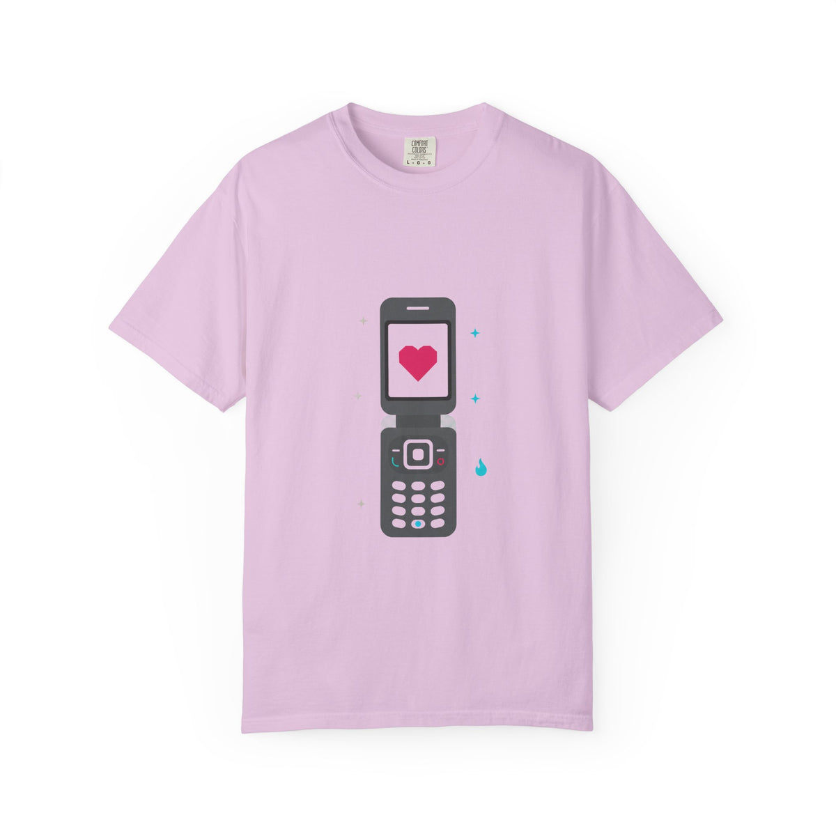 Y2K Flip Phone Heart Screen | Unisex Garment-Dyed Tee, Soft Vintage Cotton | Valentine & Galentine Gift | Cute Minimal