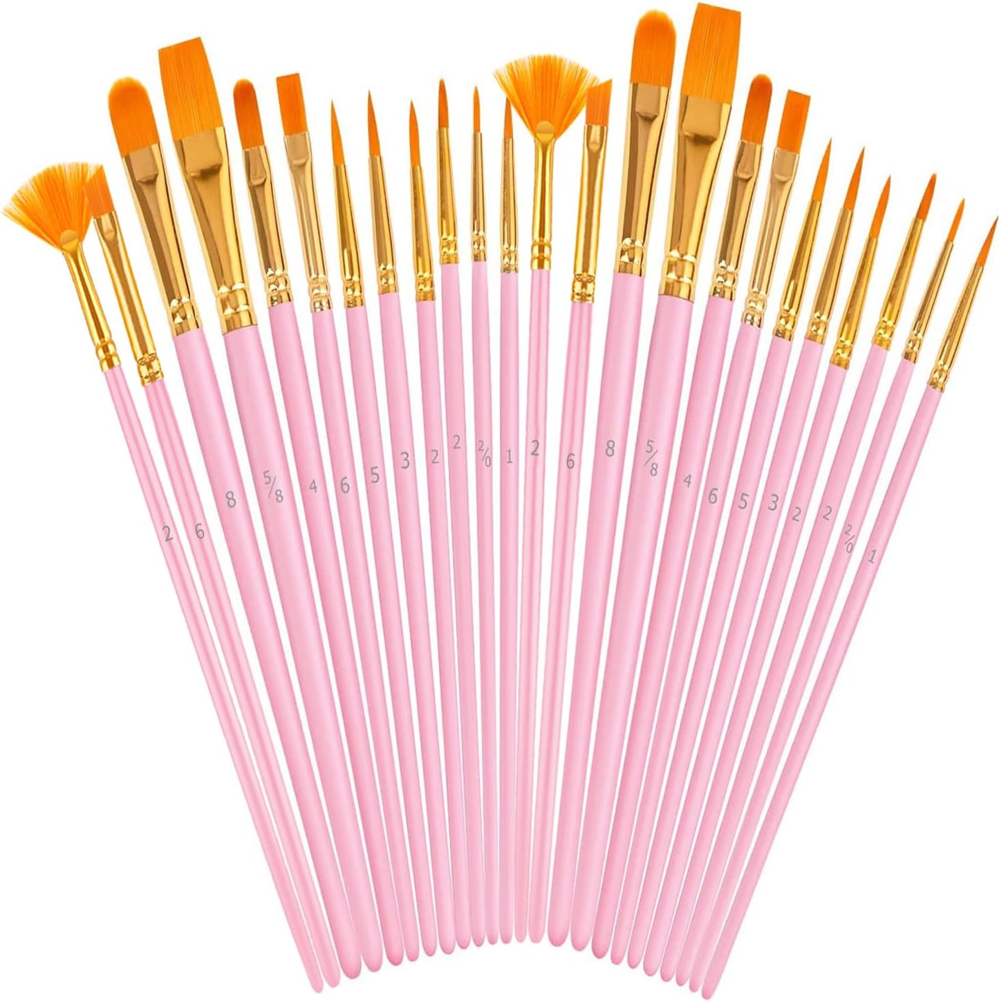 Acrylic Paint Brushes Set, 20Pcs round Pointed Tip Artist Paintbrushes for Acrylic Painting Oil Watercolor Canvas Boards Rock Body Face Nail Art, Halloween Pumpkin Ceramic Crafts Supplies
