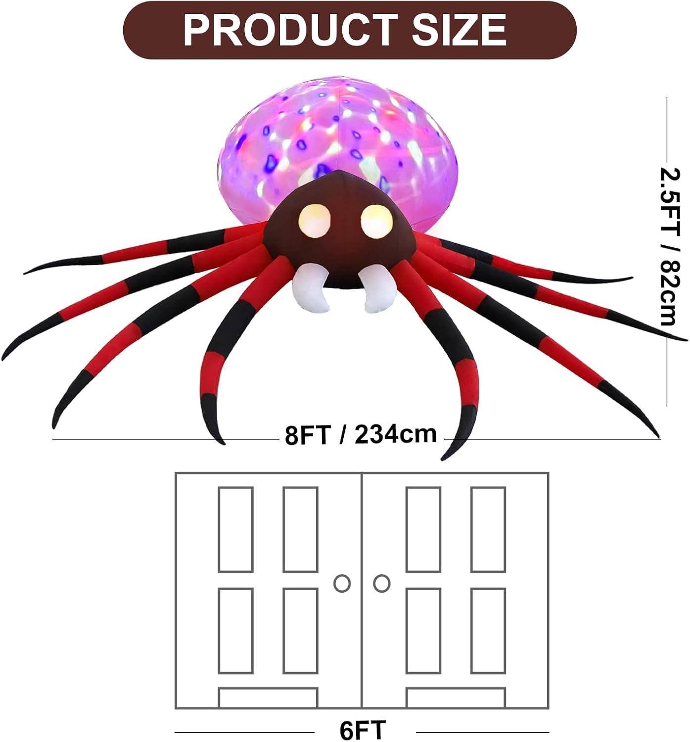 8.5Ft Spider Halloween Outdoor Inflatable Decoration with LED Lights, Holiday Inflatable Decoration for Outdoor Patio, Garden, Lawn