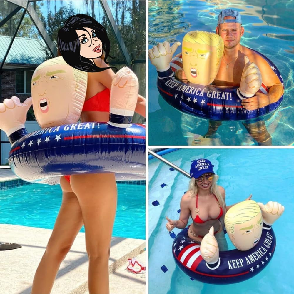 Keep America Great! Huge Hit Pool Float for Summer 2020, Re-Election Presidential Floats Inflatable Ring Swimming Tube