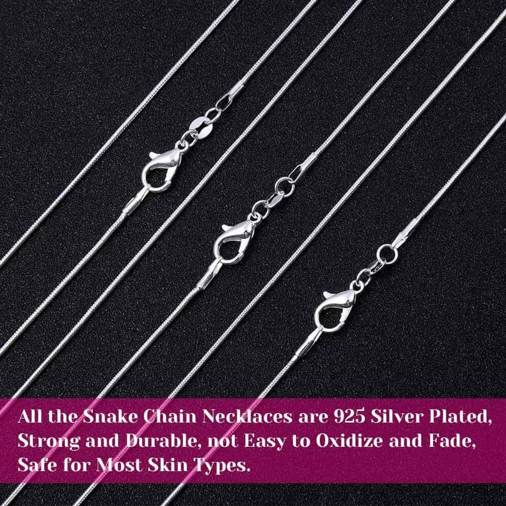 30 Pack Necklace Chain Silver Plated Necklace Snake Chains Bulk for Jewelry Making, 1.2 Mm (18 Inches)