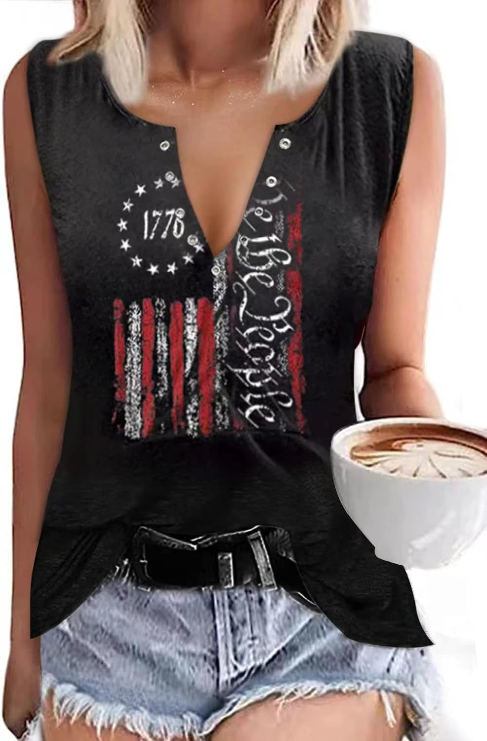 Women American Flag Shirt 4Th of July Independence Day Tank Tops Stars Stripes USA Patriotic Sleeveless Tee