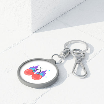 Cherry Pair Flames | Keyring Tag Charm for Bags & Keys | Valentine, Galentine & Couples Gift | Y2K Edgy-Cute Aesthetic