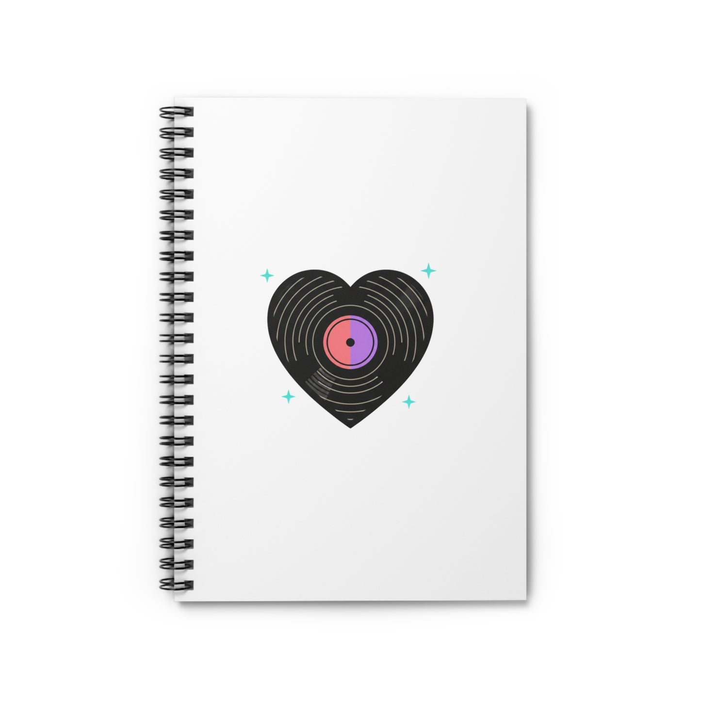 Vinyl Record Heart Design | Spiral Journal Notebook for Notes & Lyrics | Valentine & Galentine Gift for Music Lovers | Y2K Aesthetic