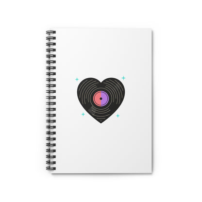 Vinyl Record Heart Design | Spiral Journal Notebook for Notes & Lyrics | Valentine & Galentine Gift for Music Lovers | Y2K Aesthetic