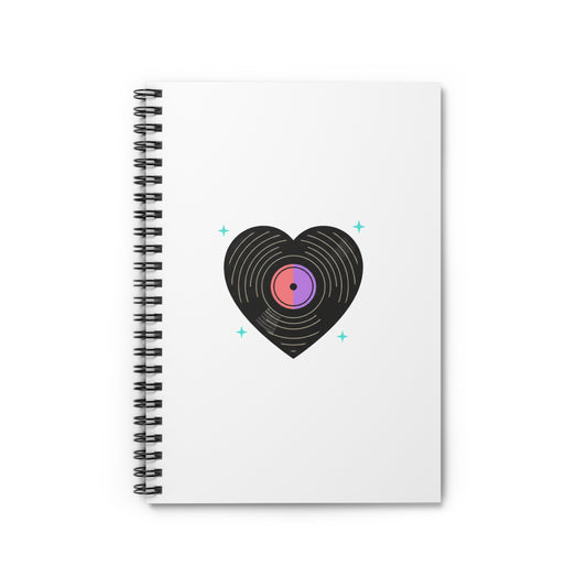 Vinyl Record Heart Cover | Spiral Journal Notebook for Notes & Plans | Valentine & Galentine Gift for Music Lovers | Y2K Aesthetic