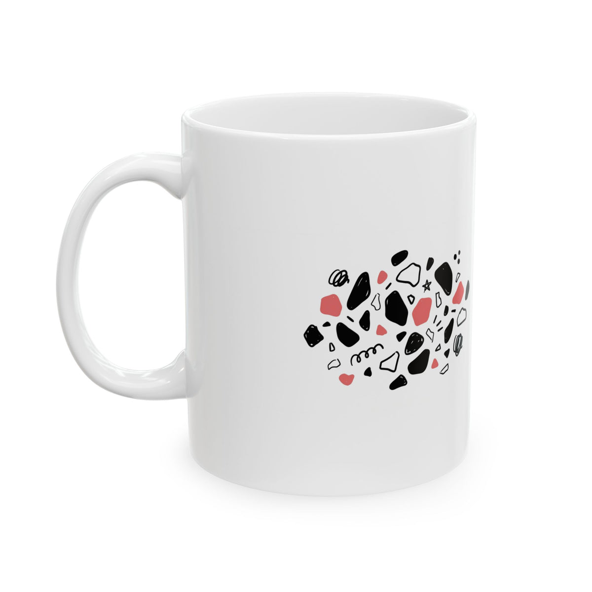 Organic Terrazzo Doodle Pattern | 11oz Ceramic Coffee Mug for Daily Sips | Family & Friend Gift | Boho Irony Aesthetic
