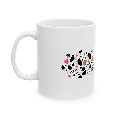 Organic Terrazzo Doodle Pattern | 11oz Ceramic Coffee Mug for Daily Sips | Family & Friend Gift | Boho Irony Aesthetic