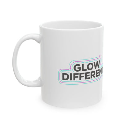 When You Glow Different, You Show Different | 11oz Ceramic Coffee Mug + Confidence Quote | Galentine’s & Self-Love Gift | Y2K Aesthetic