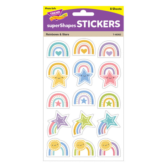 Rainbows & Stars Large superShapes Stickers, 120 Count