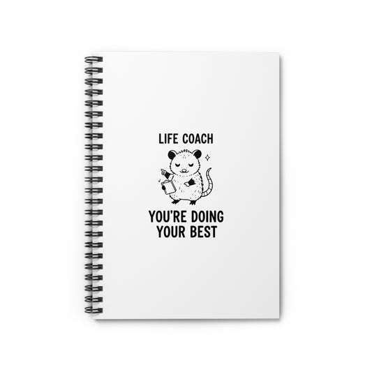 Spiral Journal Notebook, Possum Life Coach, School Gift, Book Collector